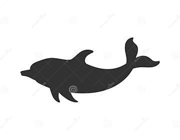 Vector Black Silhouette Illustration of Dolphin, Isolated on White ...