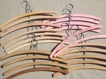 wood coat closet hangers, vintage wooden clothes suit hanger lot