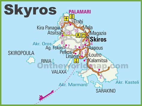 Skyros road map - Ontheworldmap.com