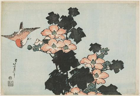 Katsushika Hokusai: Hibiscus and Sparrow, from an untitled series known ...