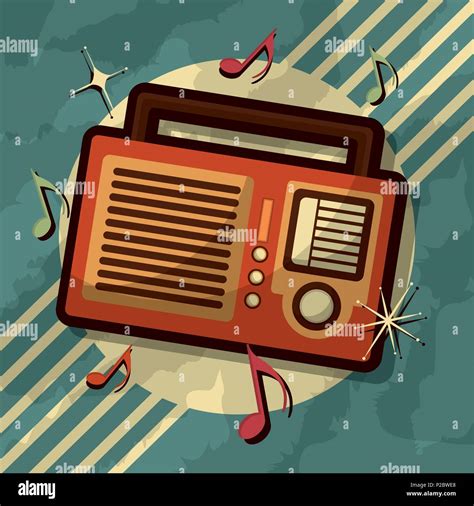 retro vintage radio music note device vector illustration Stock Vector Image & Art - Alamy