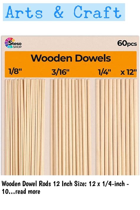 Wooden Dowel Rods for Craft - 60 pcs Round Wood Dowels 12 inch in ...