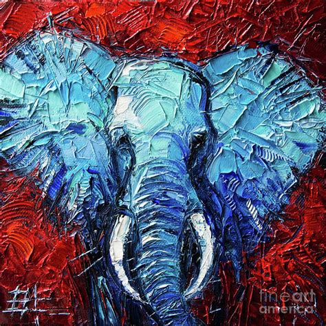 Blue Elephant Photograph - BLUE ELEPHANT palette knives impasto abstract oil painting by Mona ...