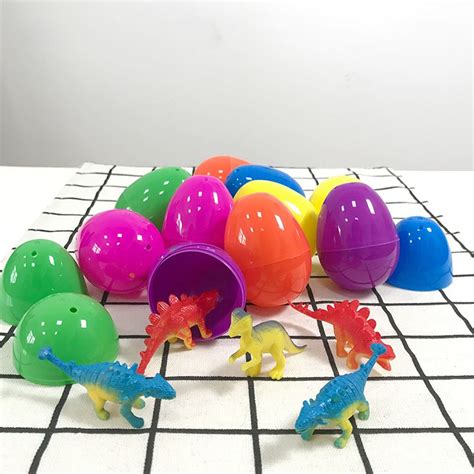 2021 /Pack Dinosaur Easter Egg Surprise Eggs 3 Inch Plastic Creatives Solida Color Dinosaur ...