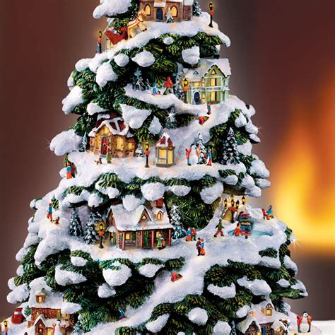 The Thomas Kinkade Illuminated Tree Village - Hammacher Schlemmer