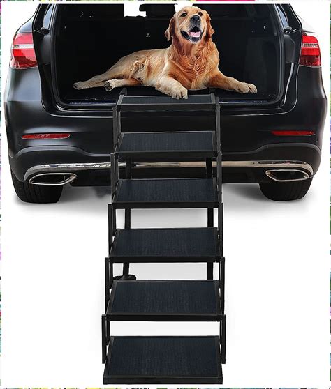 Niubya Folding Car Dog Steps Stairs, Lightweight Aluminum Portable 6 ...