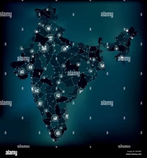 Political night map of India with lights Stock Vector Image & Art - Alamy