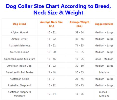 Dog Collar Size Chart | Recommend Guide By Breed & Weight