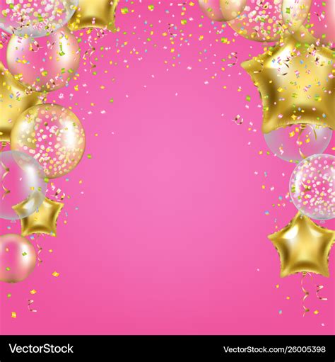 Birthday banner with golden star balloons Vector Image