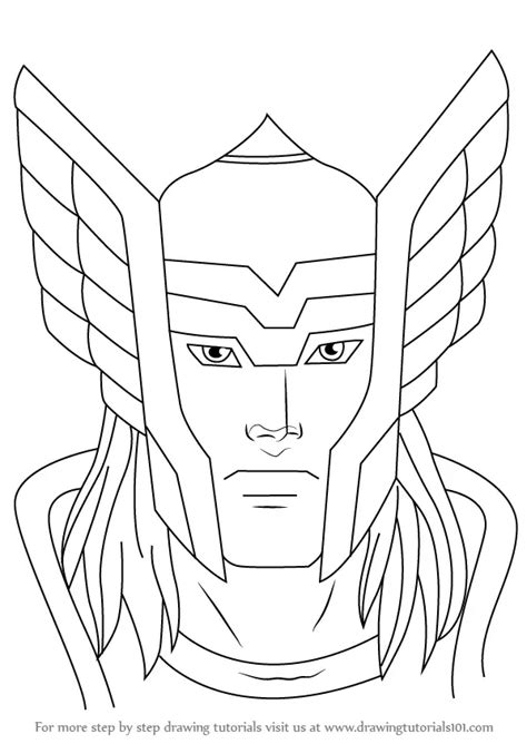 Learn How to Draw Thor Face (Thor) Step by Step : Drawing Tutorials