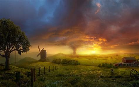 Old Farm, farm, sunset, HD wallpaper | Peakpx