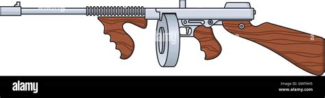 Tommy Gun vector design. Cartoon illustration of vintage Thompson submachine gun like the old ...