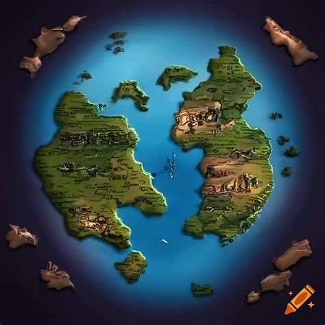 Fantasy world map with unique continents