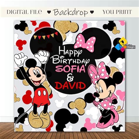 Printable MICKEY and MINNIE Mouse Birthday Backdrop. CUSTOM | Etsy