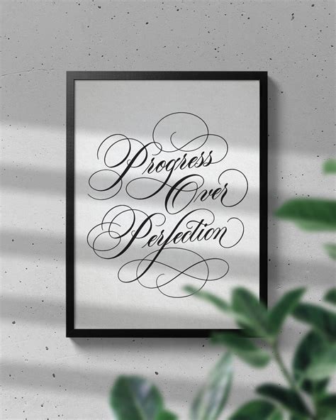 Progress Over Perfection - Calligraphy Art Print — Leah Design | Custom ...