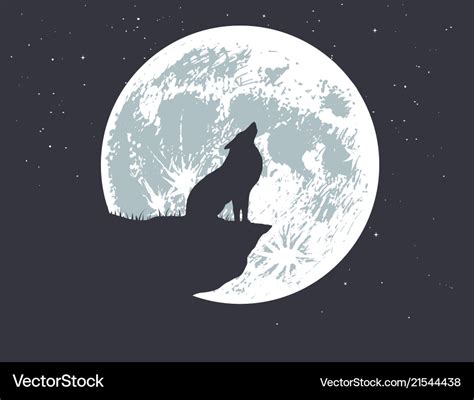 Lonely wolf howling to full moon Royalty Free Vector Image