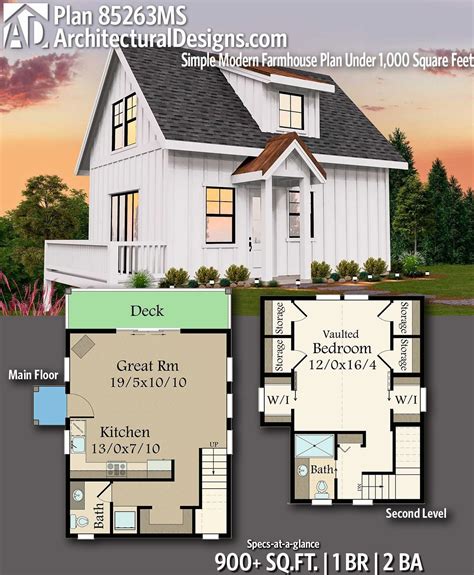 Architectural Designs Tiny House Plan 85263MS with 1 Bedrooms 2 full ...