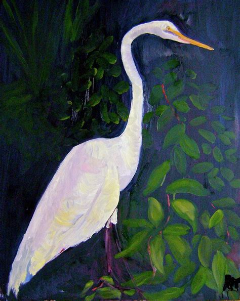 White Egret Painting by Gary Bolyer