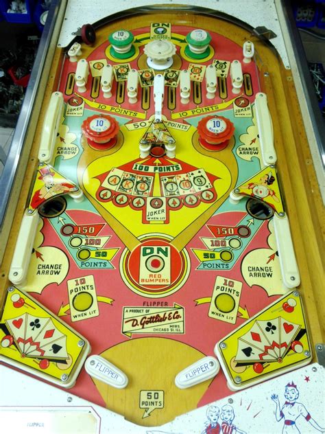 Gottlieb Flipper pinball 1960 coin operated pinball woodrail game