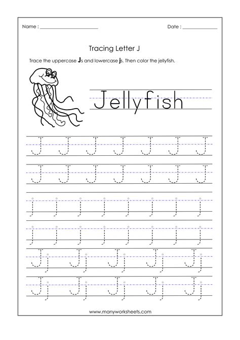 Letter J Tracing Worksheets - Dot to Dot Name Tracing Website