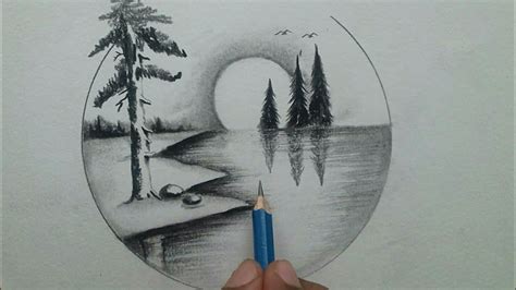 Beautiful and easy scenery drawing step by step with pencil / cool ...