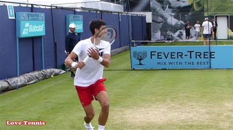 Novak Djokovic Training London 2018 - Court Level View - YouTube