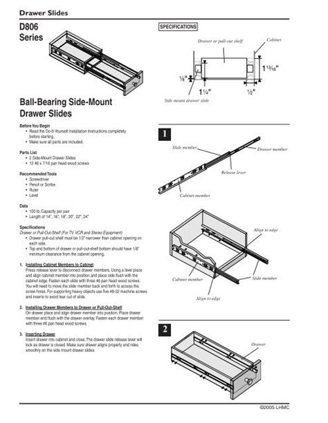 Ball-Bearing Side-Mount Drawer Slides 1 2 D806 ... - Liberty Hardware