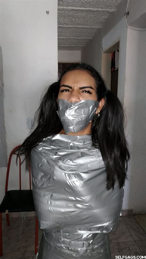 Duct Tape Wrap Gagged Latina Mummy - Tape Gagged