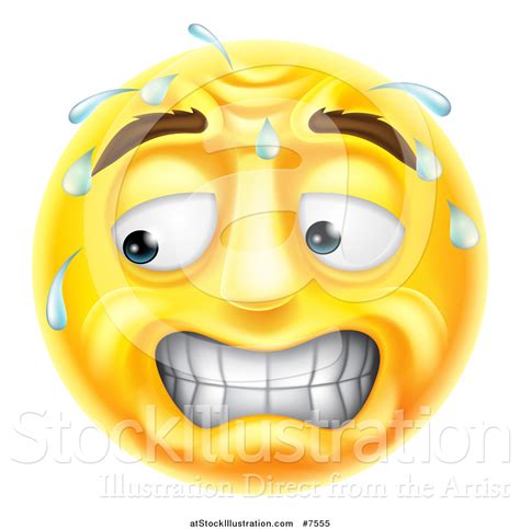 Vector Illustration of a 3d Yellow Smiley Emoji Emoticon Face Looking Stressed, Worried or ...