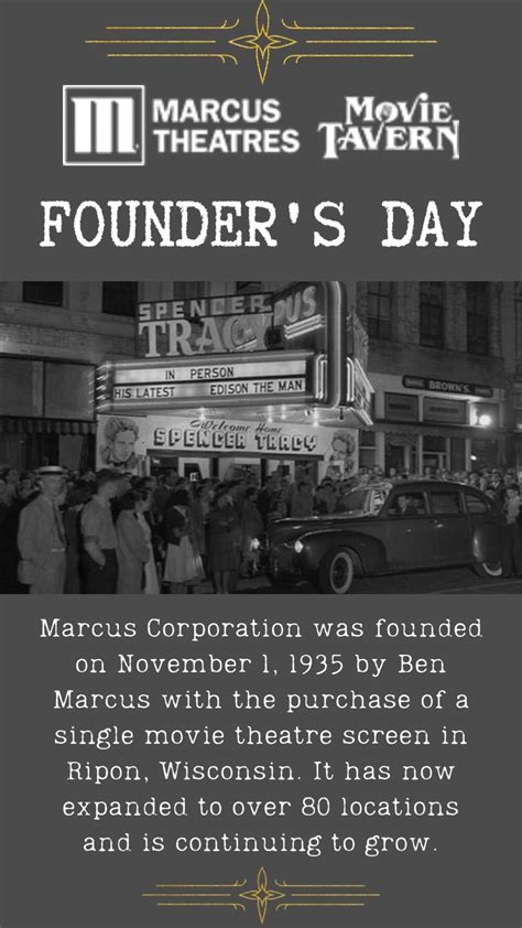 Marcus Theatres Founder's Day | Happy Marcus Theatres Founder's Day ...