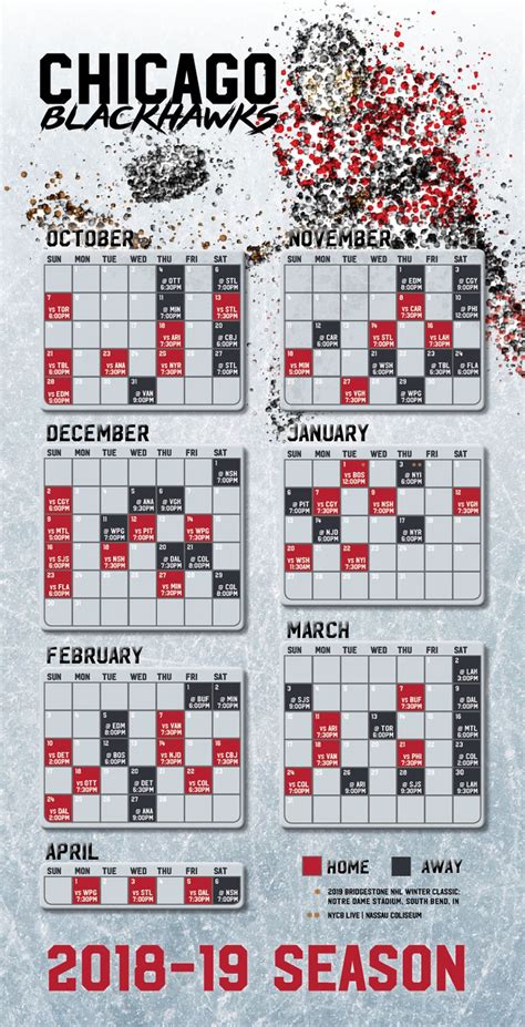 Chicago Blackhawks Printable Schedule