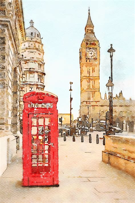 London wall art poster, watercolor art | Акварельные иллюстрации, Архитектурные эскизы, Картины