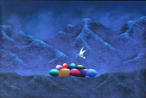 Gonzalo Endara Crow, Hummingbird and Colored Eggs, Painting