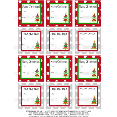 Printable Christmas Gift Tags, Christmas Labels, Red and Green Christm ...