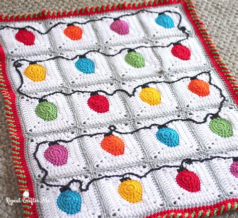 Crochet Christmas Lights Blanket - Repeat Crafter Me