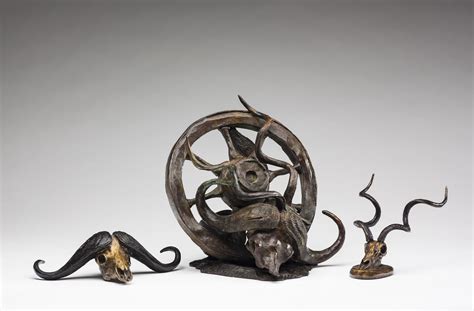 Sculpture of a Kudu skull - Bronze Africa by John Tolmay