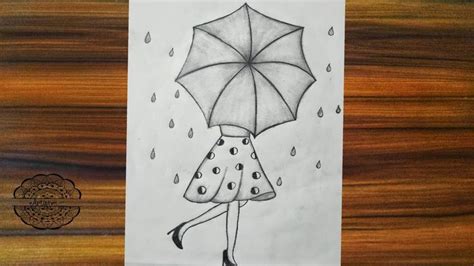 Easy way to Draw a Girl with Umbrella || A Rainy Day Pencil Sketch ...