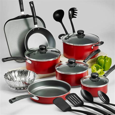 Tramontina Primaware 18 Piece Non-stick Cookware Set, Red - Walmart.com - Walmart.com