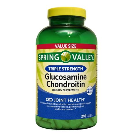 Spring Valley Triple Strength Glucosamine Chondroitin Tablets Dietary Supplement Value Size, 340 ...