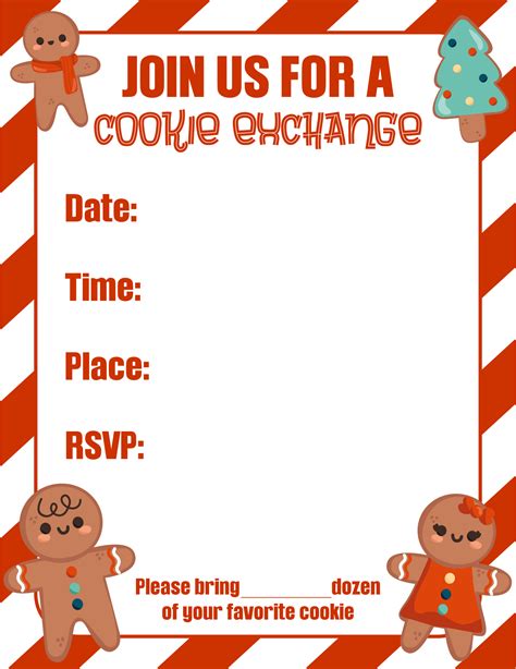 5 Best Images of Free Printable Cookie Exchange Invitation Template - Christmas Cookie Exchange ...