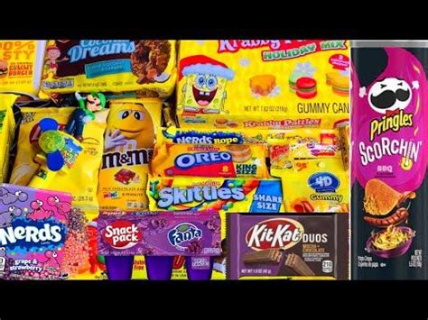 New 101 Purple Yellow Snack Opening Chocolate Lays Chips M&M's Oreo Cookies Gummy Candy Bars Kit ...