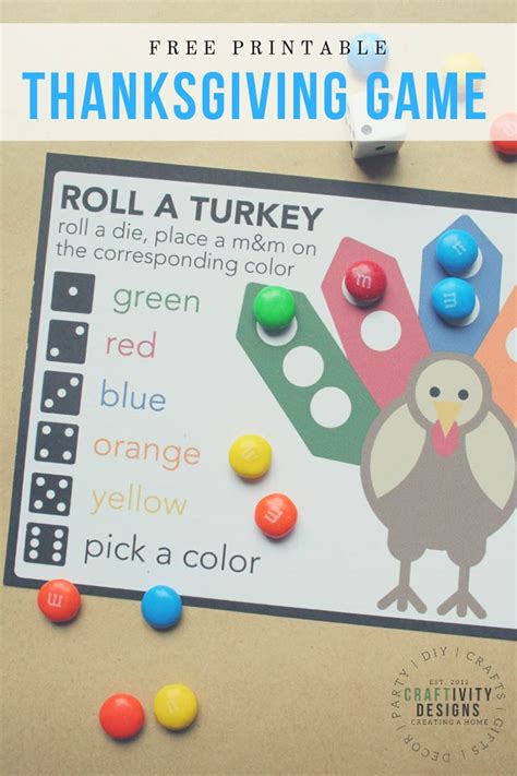 Printable Roll a Turkey Game - Free Thanksgiving Game for Kids!