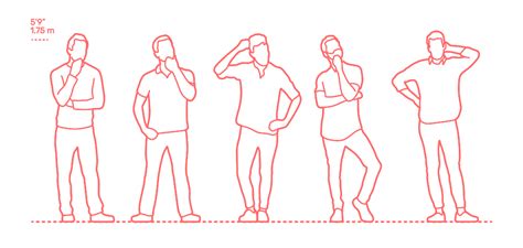 Thinking - Men (Standing) Dimensions & Drawings | Dimensions.Guide