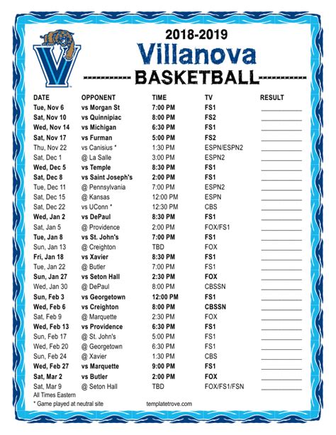 Villanova University Academic Calendar - Printable Word Searches