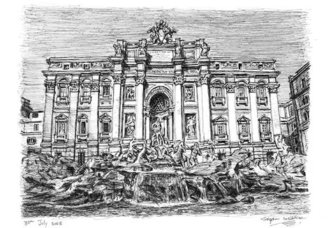 Trevi Fountain, Rome - Original drawings, prints and limited editions ...