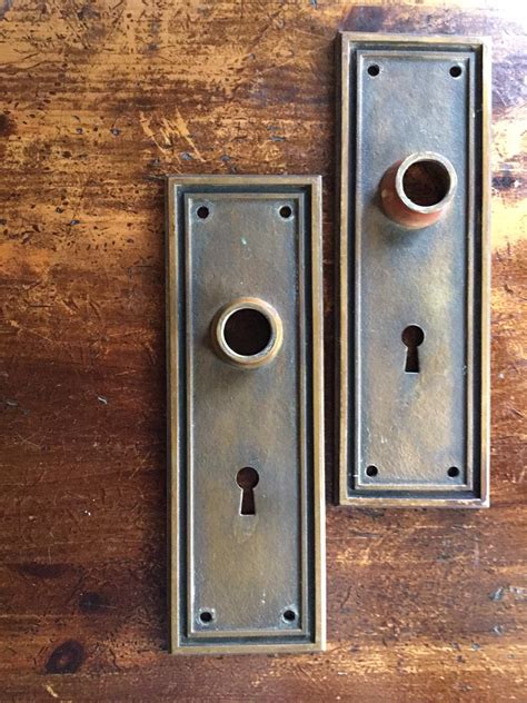 2 Brass Door Plates Keyhole Brass Doorplates Vintage Door | Etsy