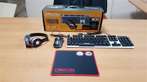 OVATION 4 IN 1 COMBO KIT KEYBOARD/MOUSE/MOUSEPAD/HEADSET - BLACK AND WHITE | Lazada PH