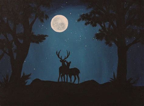 Deer Silhouette Art Print Moon Wall Art Silhouette Art - Etsy