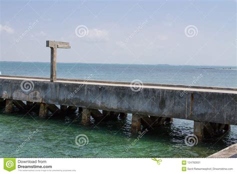 Walkway Cement Bridge Extends into the Sea. Stock Image - Image of island, fishing: 124782831