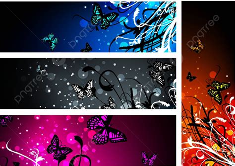 Butterfly Floral Banner Collection Design Background Banner Vector, Design, Background, Banner ...